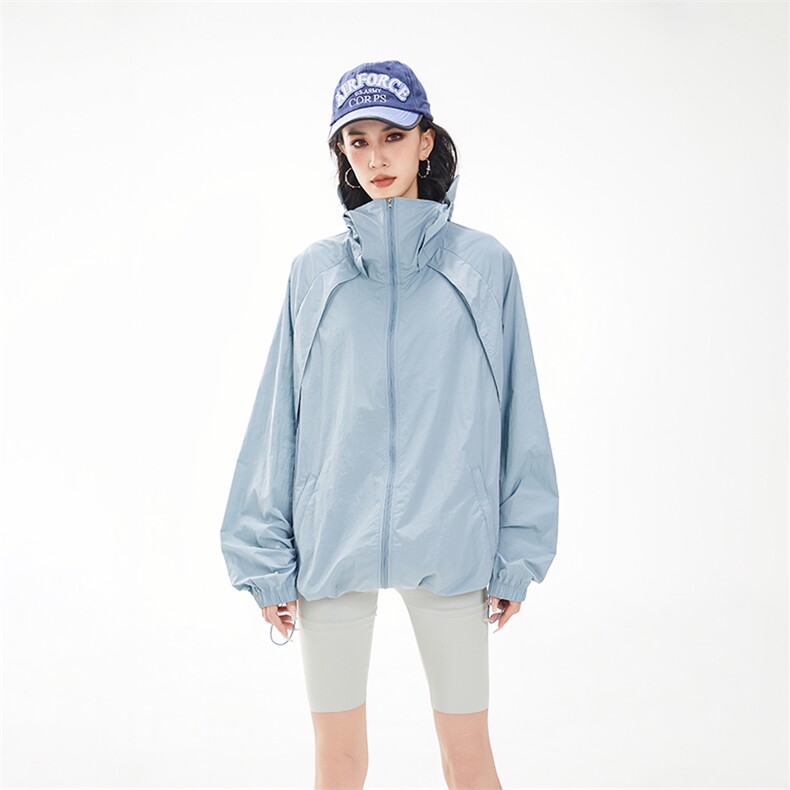 现货冰丝连帽防晒衣轻薄网眼透气户外运动拼接外套男A699-P45，男装防晒衣，星座1505