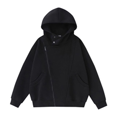 抖音得物品质26春装美式重磅结构斜拉链高领连帽卫衣开衫外套W61，女装短外套，电商A486-1