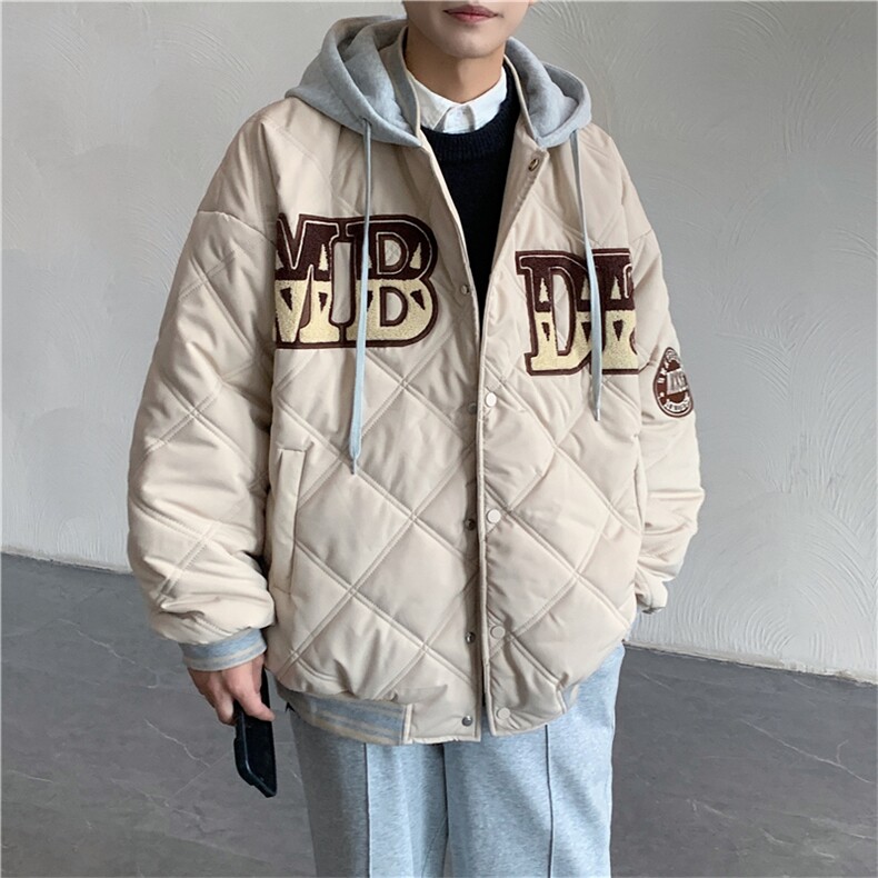 现货新款夹棉棒球服男连帽假两件棉衣棉袄外套潮X1213-MY22-P125,男装棉衣,星座1213