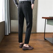 C129秋冬加厚男小西裤长裤修身休闲裤英伦可折叠腰带-灰色，男装西裤，电商A211