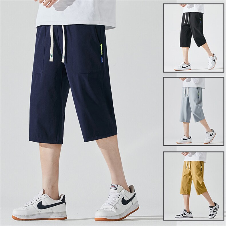 2025夏季新款男士七分裤时尚休闲马裤潮流男裤子KZ1095-P28，男装休闲裤，星座217-4