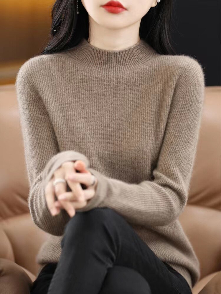 2025年秋季通勤单件长袖一线成衣菠萝针两面穿，女装羊毛衫，三莲羊绒