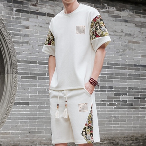 刺绣风T恤套装男薄款短裤休闲运动套装夏季A266-TZ8858-P50图片