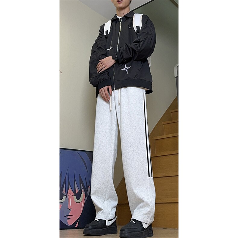 秋季美式高街运动拼接三条杠休闲卫裤货号K2434P55控价78,男装休闲裤,电商A063