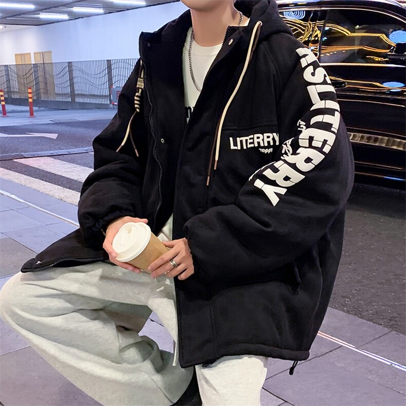 麂皮绒连帽棉衣男女棉服新款棉袄加绒外套冬装3355-P90控128,男装棉衣,星座207