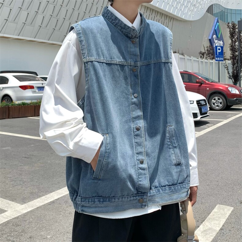 牛仔马甲男韩版潮口袋个性2023秋季新款ins宽松帅气外套W3021-P50,男装背心/马甲,星座412-2