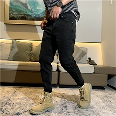 B230-6031p85黑灰色修身小脚牛仔裤男士流行简约百搭九分裤，男装牛仔裤，电商B230