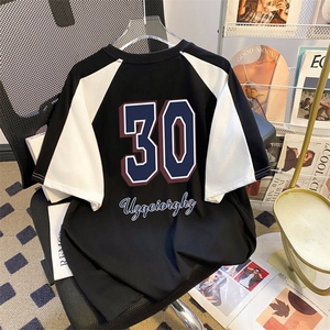 H0949-P35夏季休闲宽松圆领情侣款印花短袖t恤图片