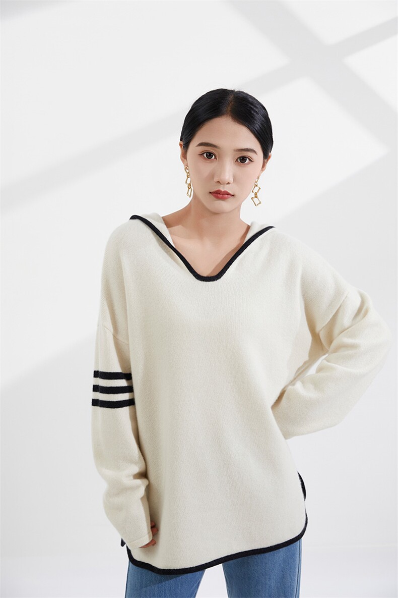 时尚百搭V领宽松羊绒毛衣简约大方舒适保暖,女装羊绒衫,恒爱羊绒