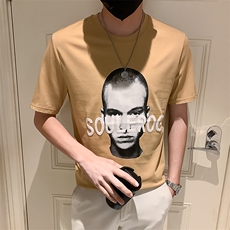 黑色2023精神小伙修身男士圆领潮款短袖T恤打底衫潮T1341-P48控68，男装T恤，电商A108