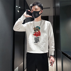 轻奢小熊卫衣男高级感痞帅潮流社会小伙店主风外套301C-WY35-P58，男装卫衣，星座301C（原B323）
