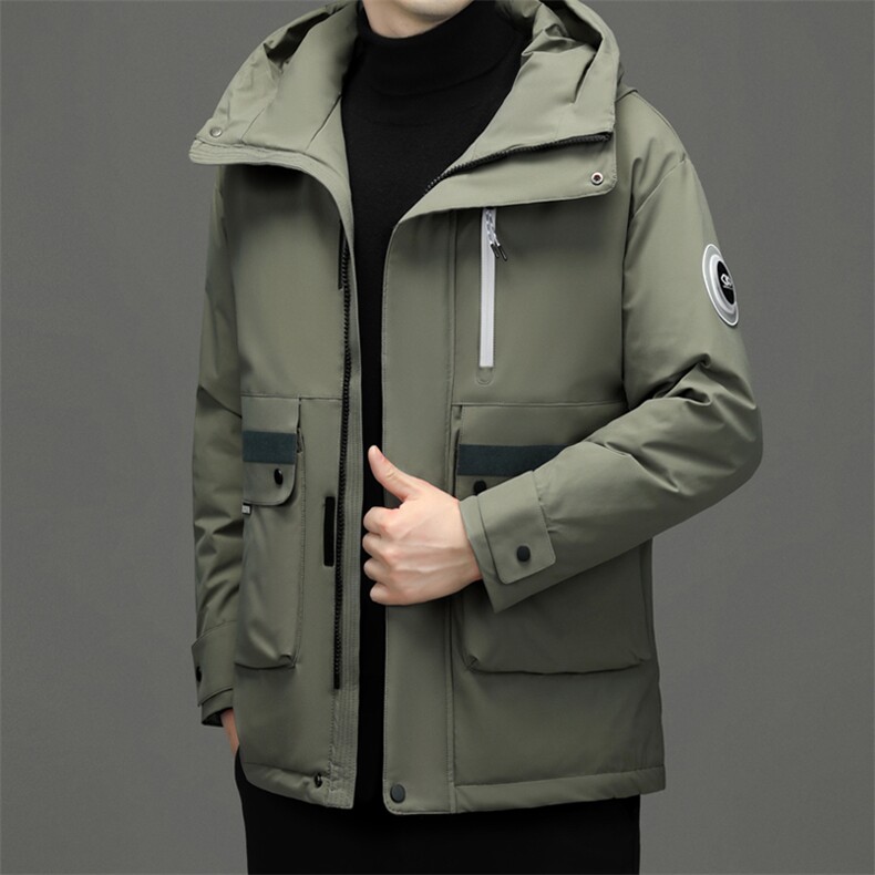 男士连帽休闲羽绒服2023冬季新款中年爸爸装加厚保暖白鸭绒外套,男装羽绒服,电商B212（原钱塘6029）
