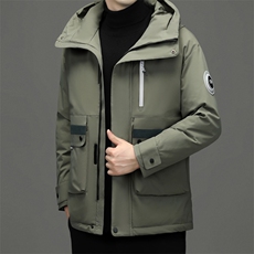 男士连帽休闲羽绒服2023冬季新款中年爸爸装加厚保暖白鸭绒外套，男装羽绒服，电商B212（原钱塘6029）