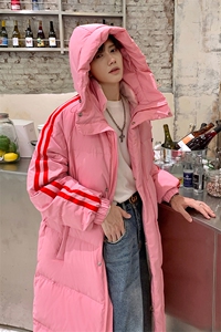 90%绒羽绒服 D5580-TP235328 冬季休闲连帽保暖长款潮牌外套图片
