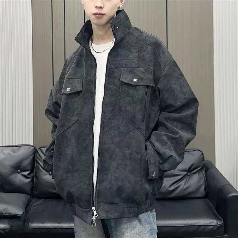 现货网图慎用春秋皮夹克扎染皮衣外套JK306P65,男装夹克,星座1904A
