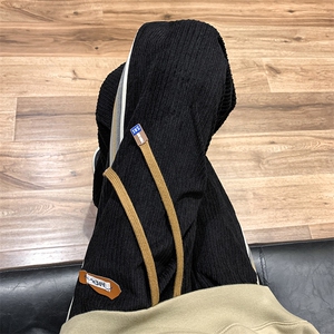 K3195-P48加绒55秋冬加厚美式潮牌灯芯绒织带垂坠感拖地休闲男裤图片