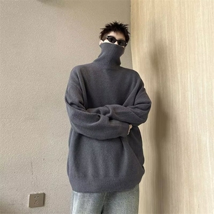 高领针织衫男士秋冬季内搭15支超高密度毛衣宽松打底线衣 M5711图片
