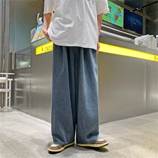 夏季薄款高街阔腿牛仔裤男日系潮牌直筒宽松休闲九分裤K7113-P40，男装牛仔裤，星座512-4
