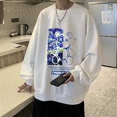 麂皮绒卫衣男大码重磅长袖t恤男JW81290-P35加绒款P45，男装卫衣，电商A040