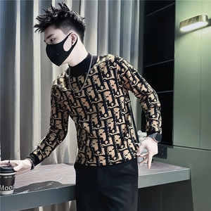 潮流高级感不规则图案毛衣男社会小伙店主风301C-M107P78控108图片