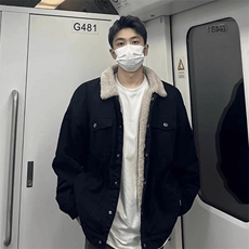 现货加绒牛仔棉服男冬季棉衣外套羊羔绒翻领夹克毛领MY1089-P110，男装夹克，星座1103-3