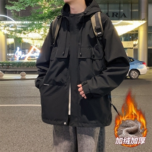 AJ233-90 冬季加绒加厚连帽冲锋衣防风防水棉衣外套图片