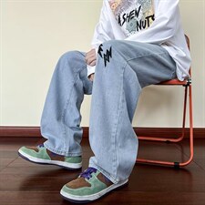 美式街头裤子男高街ins潮vibe欧美炸街牛仔裤男宽松直筒6230-p43，男装牛仔裤，星座1008-1