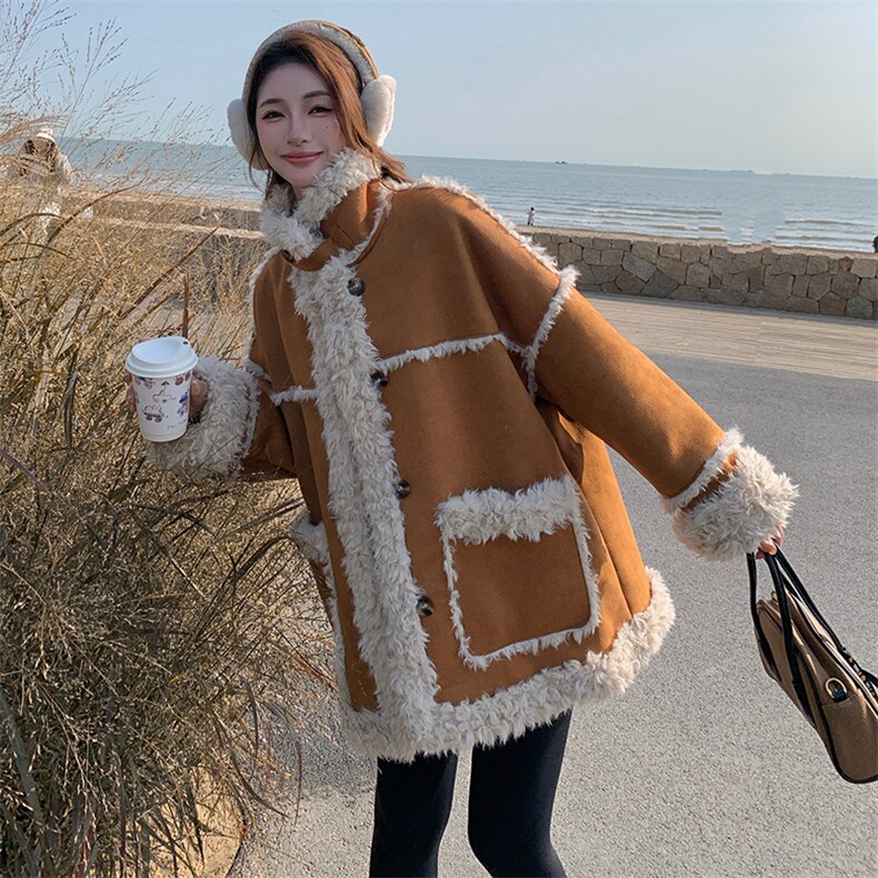 已出大货皮毛一体外套6530P215K318,女装短外套,2D001