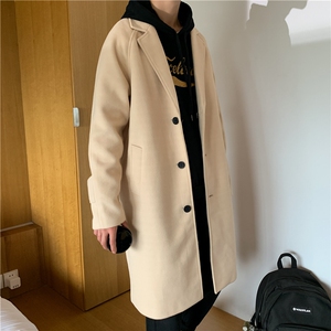 N1079/P100加棉P110秋冬毛呢大衣男中长款过膝风衣大码男士呢大衣图片