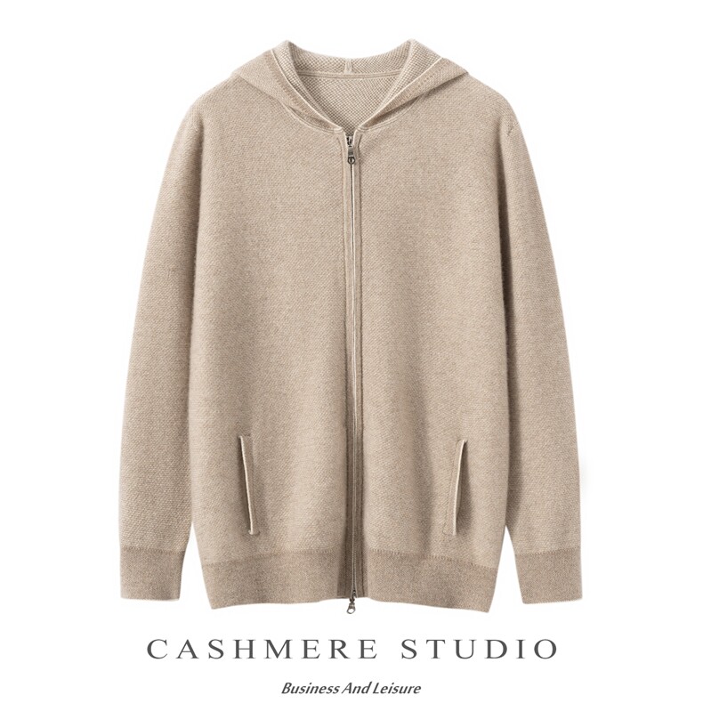 2025百搭时尚简约加厚蜂窝针帽衫，男装羊绒套衫，绒誉暖羊绒