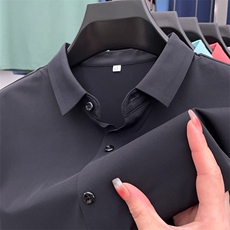 夏季短袖衬衫男士商务时尚休闲纯色衬衣中年夏装免烫修身衬衣T恤，男装T恤，电商B212（原钱塘6029）