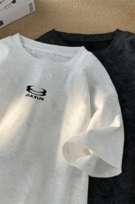 扎染重磅短袖T恤男生夏季青少年学生潮牌宽松大码圆领五分袖衣服，男装T恤，电商A007
