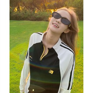 档口现货。T恤男女长袖宽松百搭拼色卫衣ST739-P43图片