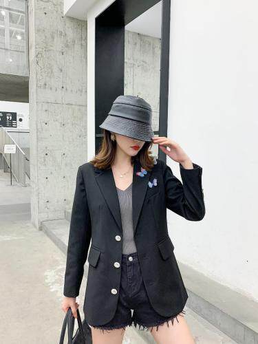 新款时尚蝴蝶配腰带西装，女装西装，蓝衣可