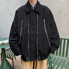 美式夹克男韩版潮流拉链口袋高街帅2023秋冬新款ins外套W5352-P66，男装夹克，星座412-3