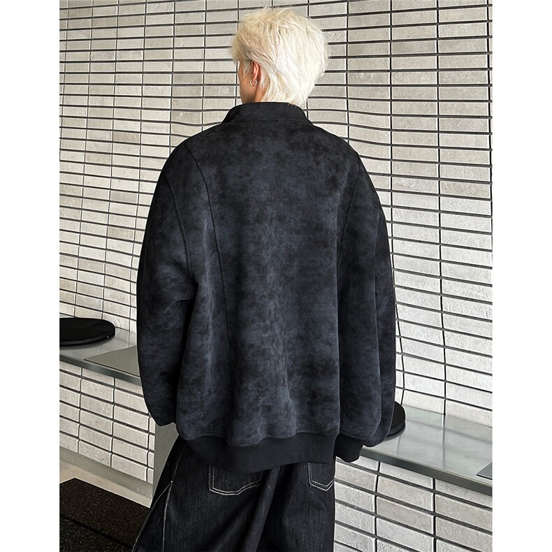 灰色扎染飞行员夹克绒棒球服帅JK701-P65,男装夹克,电商C307