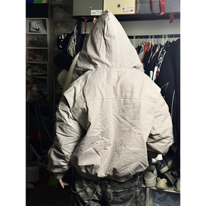 现货高品质美式高街冬季重磅硬挺短款座山雕毛领棉衣男女加厚外套图片