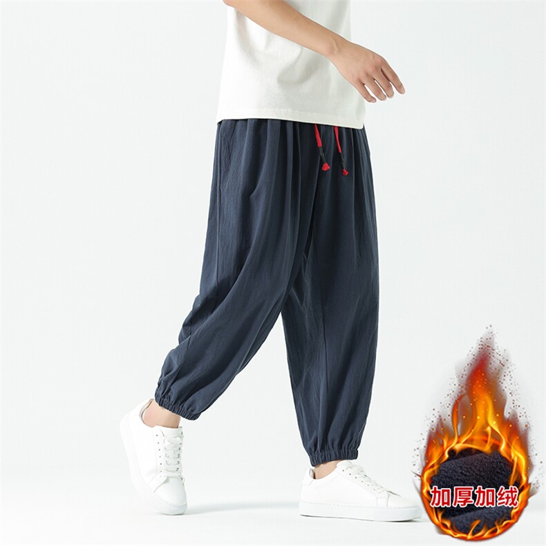 冬季加绒加厚禅修居士服僧侣灯笼裤风亚麻裤休闲长裤TP35,男装卫衣,星座225-1
