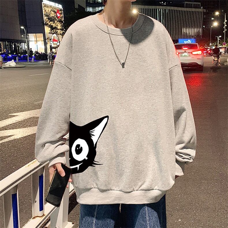 S6035-P28加绒款-P33秋季圆领卫衣男大码韩版宽松长袖外套,男装卫衣,电商A040