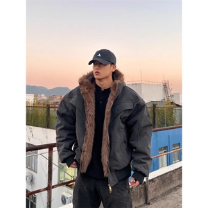 WT115-P140 立体剪裁座山雕棉服男毛领外套情侣连帽夹克 网图图片