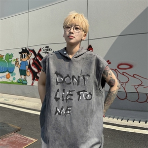 麂皮绒连帽背心坎肩男T恤美式港风JLB449-P30控48图片