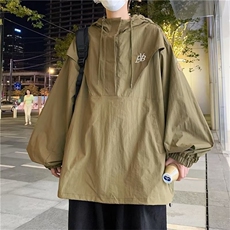 日系cityboy字母情侣冲锋衣夹克男春秋潮牌小众连帽外套W3799-P50，男装夹克，星座412