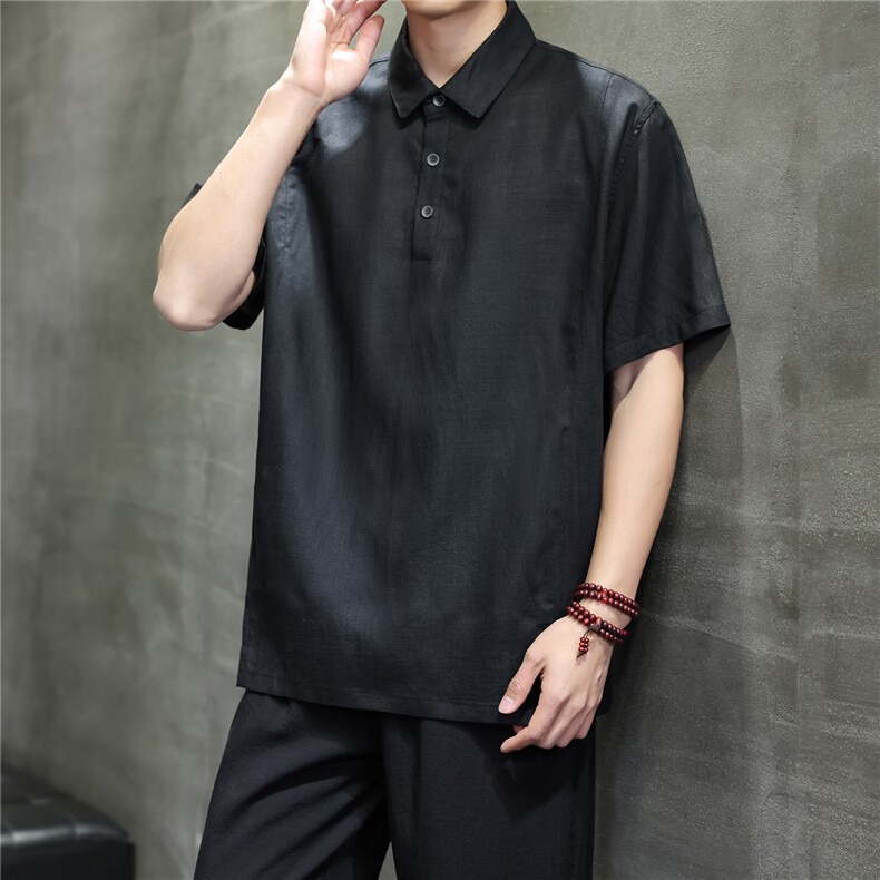 2026夏季新款风天丝莱赛尔纯色T恤宽松大码CS2602,男装T恤,电商A008