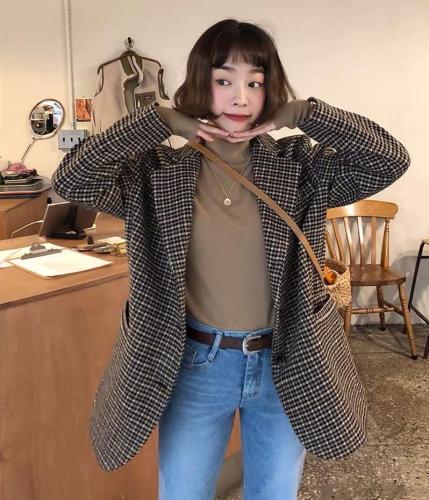 SL2012网红格子百分百羊毛双面呢外套,女装,L·H·X