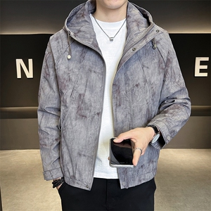 86817-P128-M-3XL店主风秋季新款男士连帽渲染特殊面料休闲夹克男图片