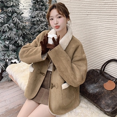 【现货】数据好！复古美拉德系皮毛一体外套B208-8059-P180K268，女装羊羔毛/颗粒绒，浙宝208