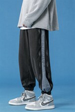 蓝底2024秋冬新款撞色拼接宽松束脚运动休闲潮牌裤子2105-P45控69,男装休闲裤,星座914-3