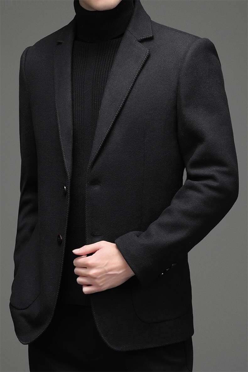 CKM903钱塘2020-2中年男士商务休闲时尚百搭冬季厚款毛呢西服P122,男装毛呢大衣,钱塘207-2
