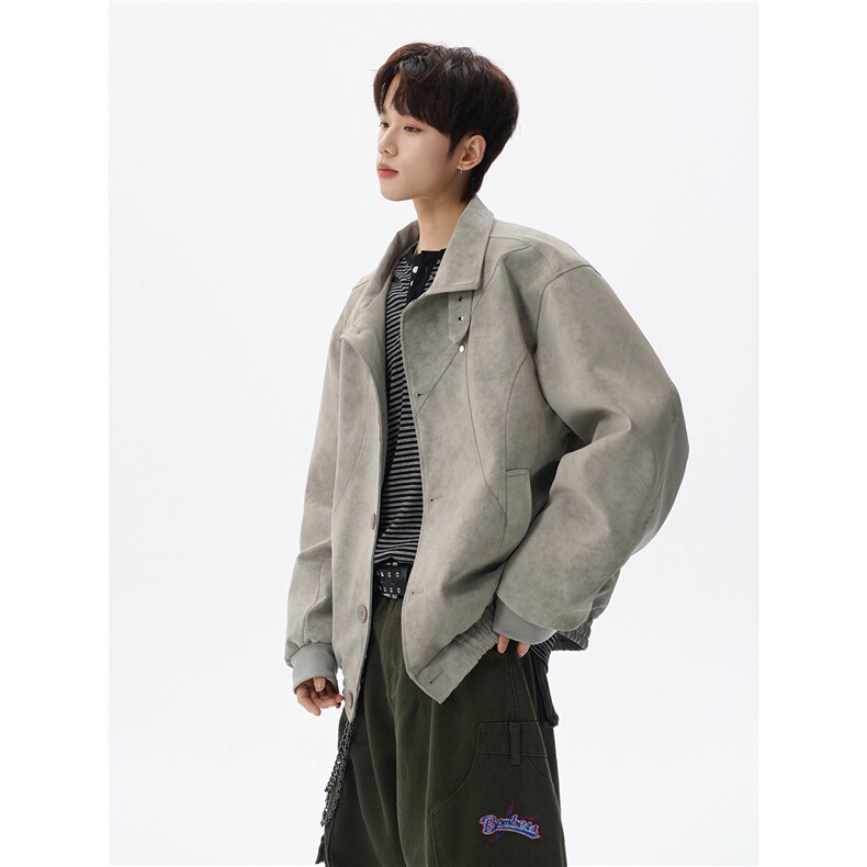 解构风拼接街头美式潮牌翻领夹克情侣宽松百搭外套W373TP78控138，男装夹克，电商A170