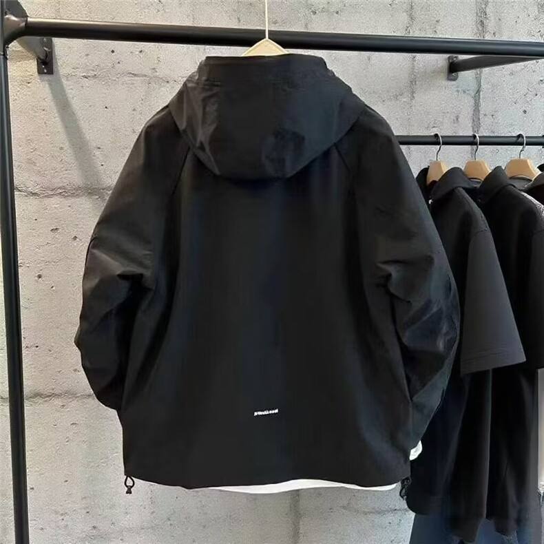 春秋夹克外套男士冲锋衣防风上衣纯色连帽时尚新款休闲宽松工装潮,男装夹克,星座1210-1